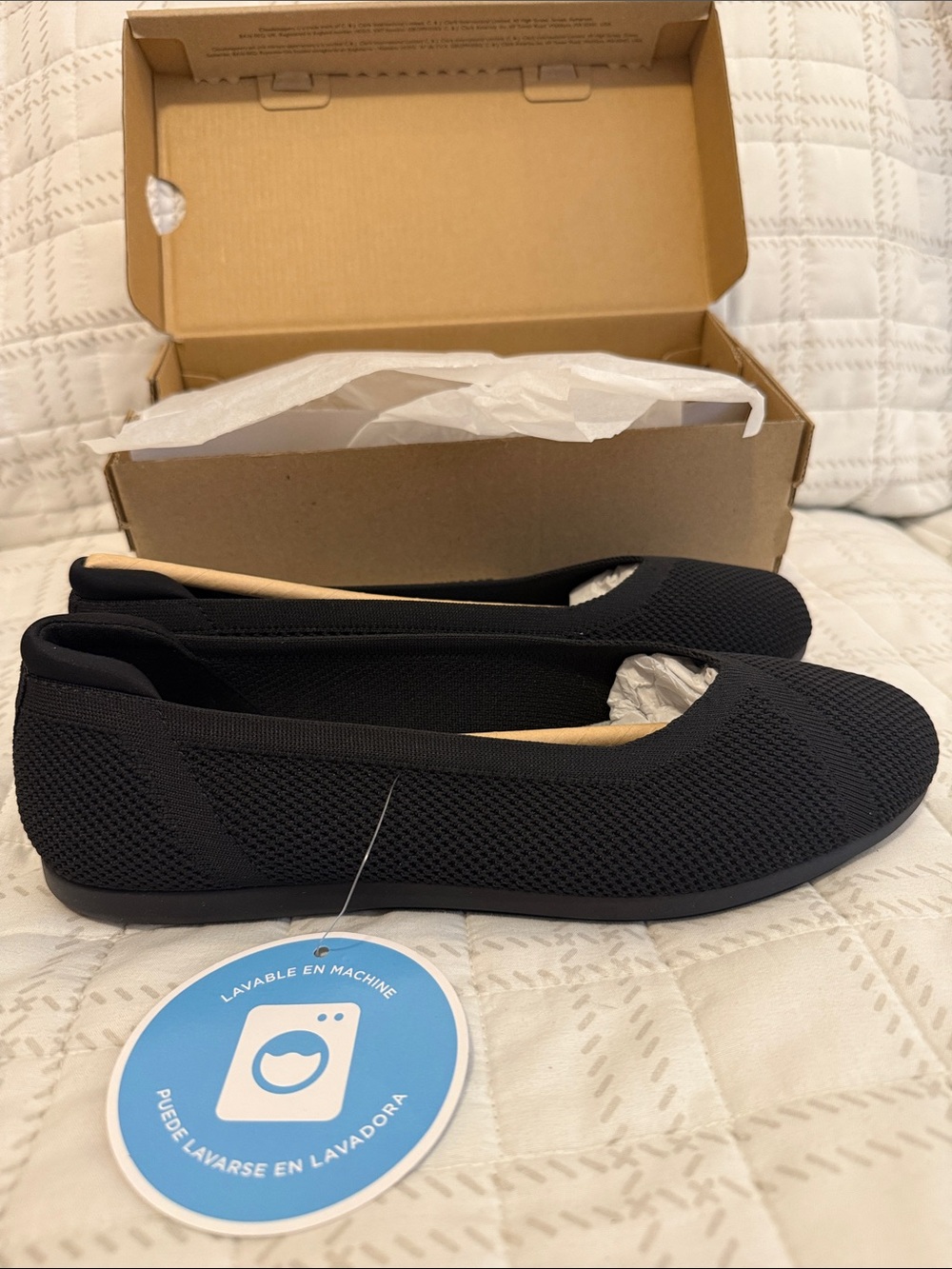 NWT Clarks Cloudsteppers Black Carly Wish Ballet Flats Size 10 M